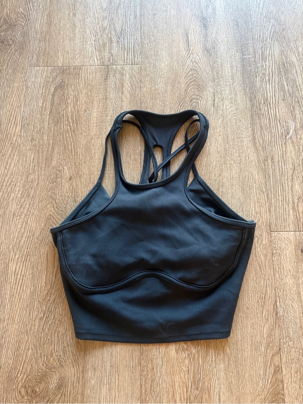 ALO Yoga Black Ribbed Racerback Longline Sports Bra